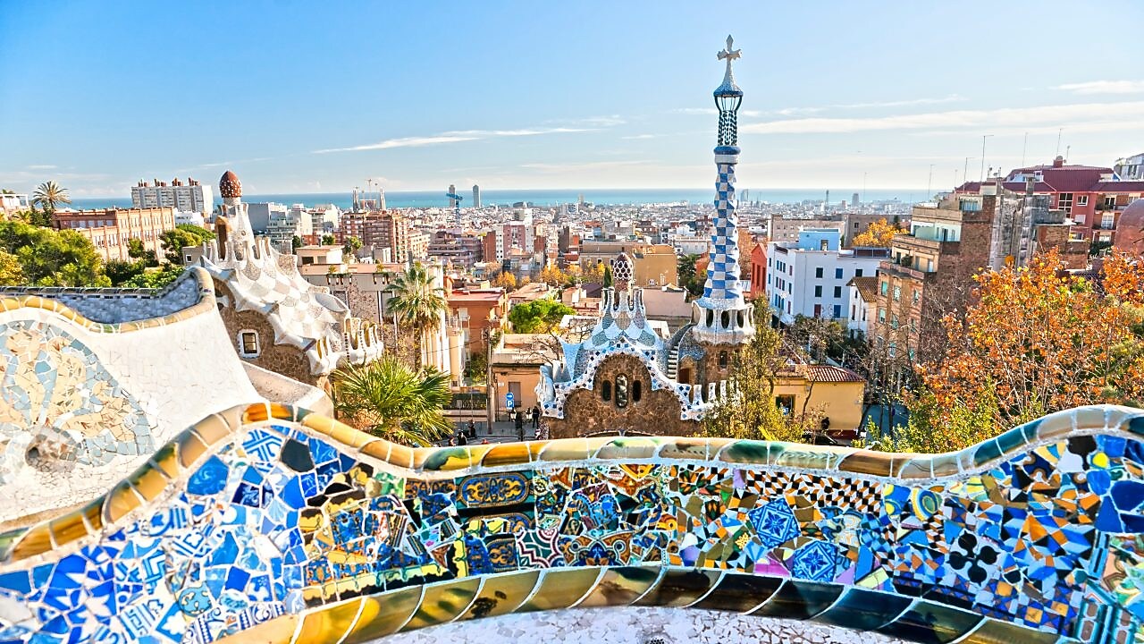 Parque Güell en Barcelona, España