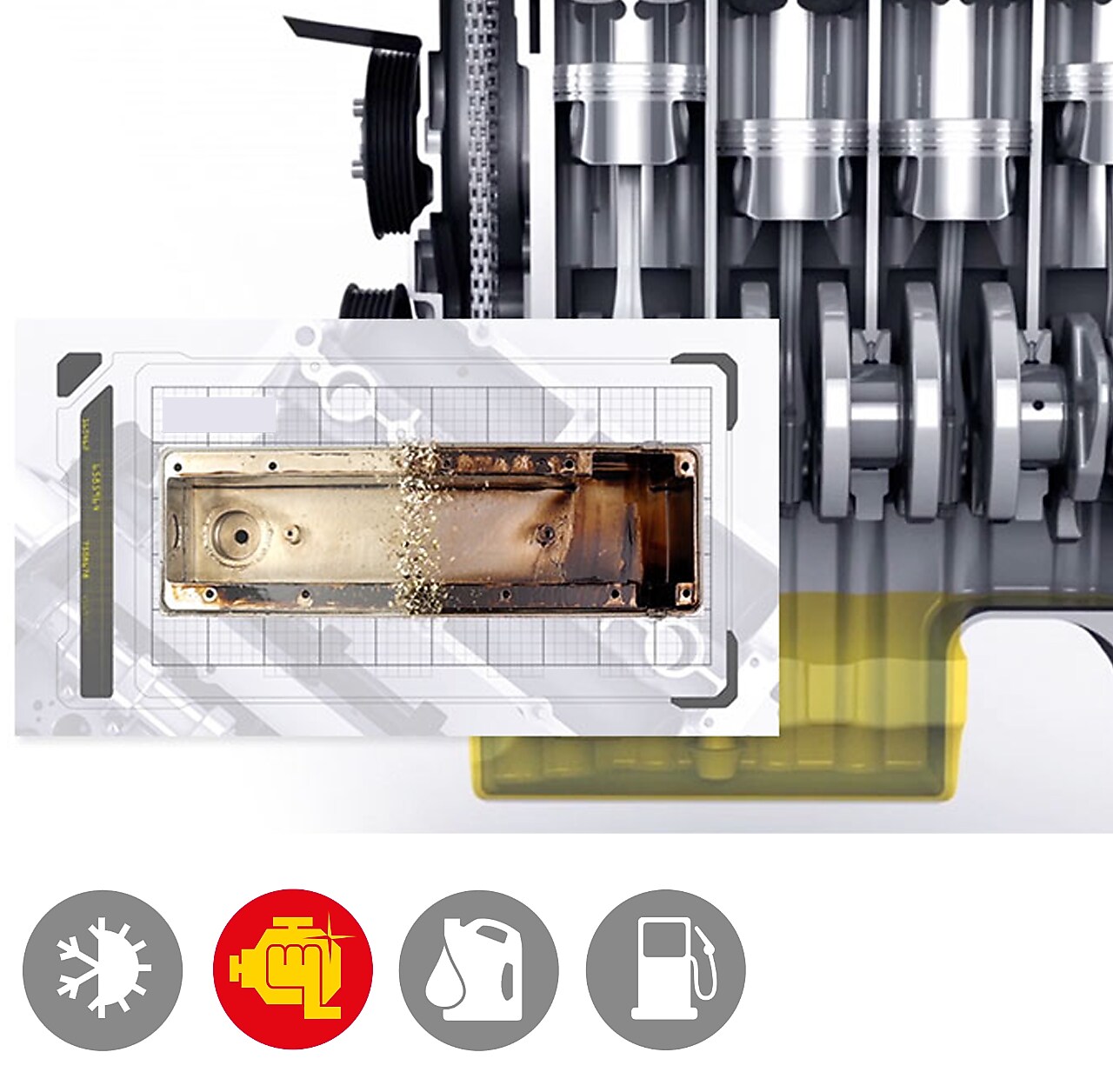 Ilustración del impacto positivo del lubricante Shell Helix Ultra en el motor 